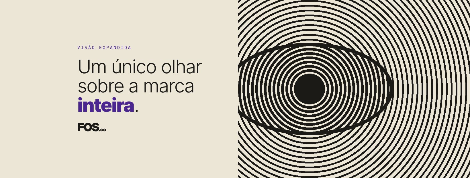 Capa do Facebook com olho em anéis concêntricos e a frase Um único olhar sobre a marca inteira
